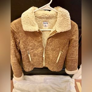 Mayoral Girls Leatherette Jacket, Coffee Brown